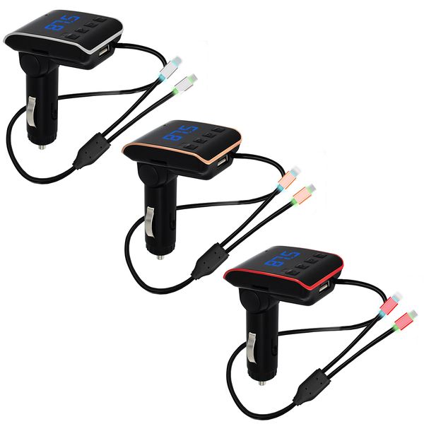 

90 degree rotation car fm transmitter kit bt hands-call car mp3 player support 32gb tf card/u-disk play