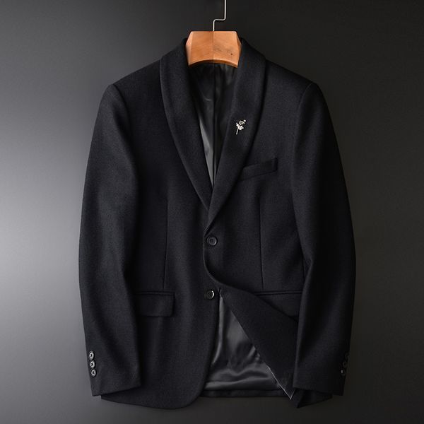 

new black mens blazer luxury wool business and casual thick male blazer plus size 4xl autumn and winter slim fit men, White;black