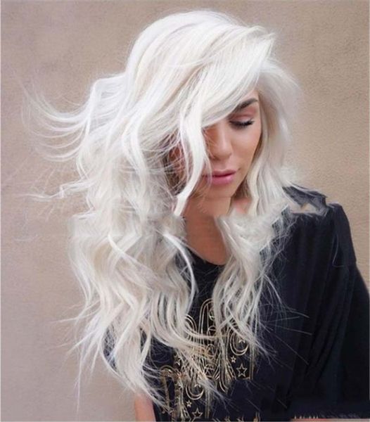 European Beauty Fashion Beige Long Hair Curly Hair Wig Harajuku