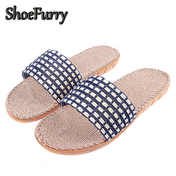 

shoefurry casual shoes men home flax slippers breathable sweat linen sandals flip flops for male bath slippers, Black