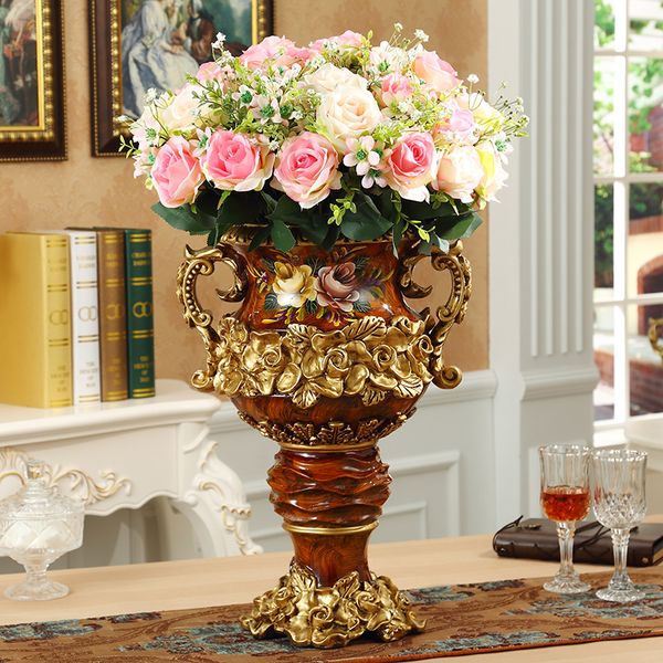 

european luxury resin vase crafts retro creative home decoration l floor large vase flower arrangement ornament wedding gift