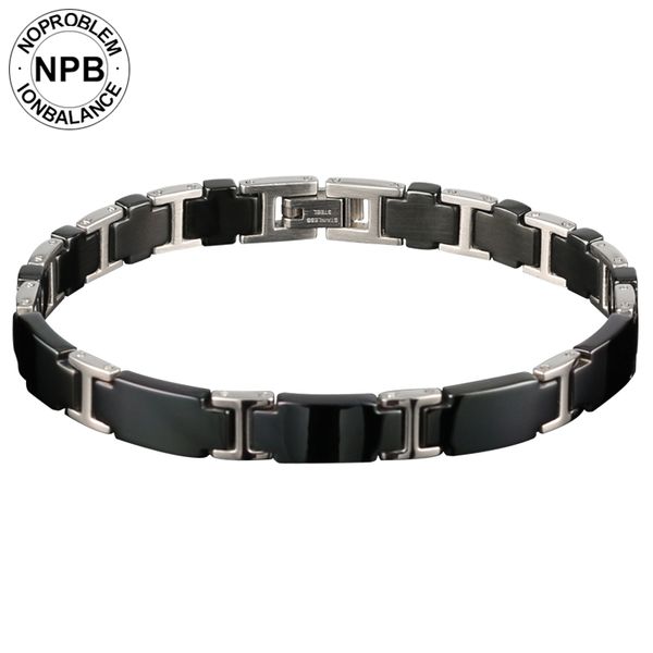 

noproblem antifatigue easy-hook ion balance therapy luxury fitness choker beads magnetic tourmaline germanium men bracelet c19021501, Black
