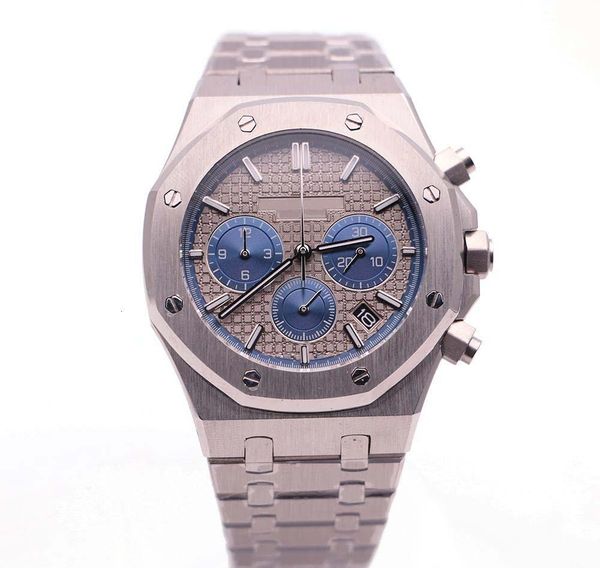 

2020 new series 26330 silver stainless steel strap blue gray quartz chronograph movement men s sports watches ing, Slivery;brown