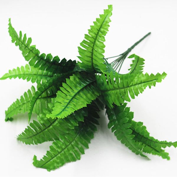 

7 branches artificial fern leaves plastic artificial silk plants green fake plants for home party wedding decoration