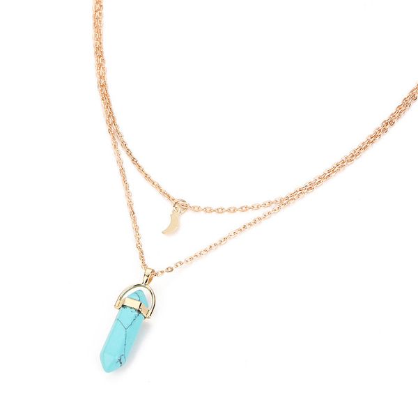 

fashion- necklace double layer moon choker crystal quartz gold chains for women party gift, Silver