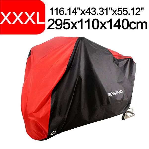 

xxxl 295cm 116 inch black red 190t waterproof rain dust proof uv outdoor indoor motorcycle scooter cover coat d35