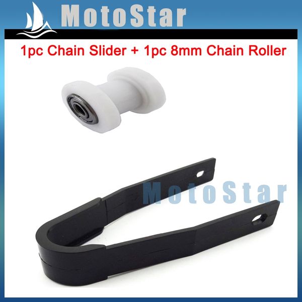 

motorcycle white 8mm chain roller pulley tensioner chain slider rear swingarm guard guide for pit dirt motor bike motocross