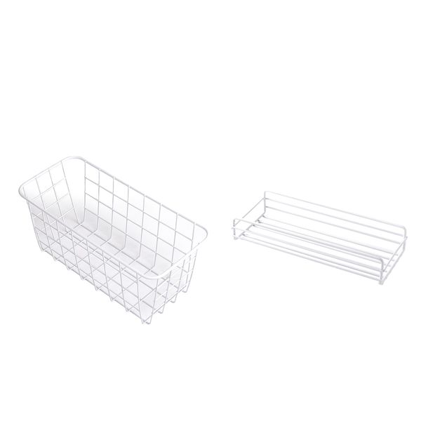 

set of 2 wall mounted metal bathroom soaps basket storage organizer kitchen