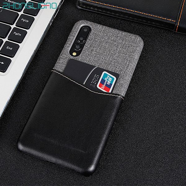 

card holder hard back cover for huawei p30 p20 mate 30 20 x 10 9 pro cases pu leather + soft fabric huwei p20