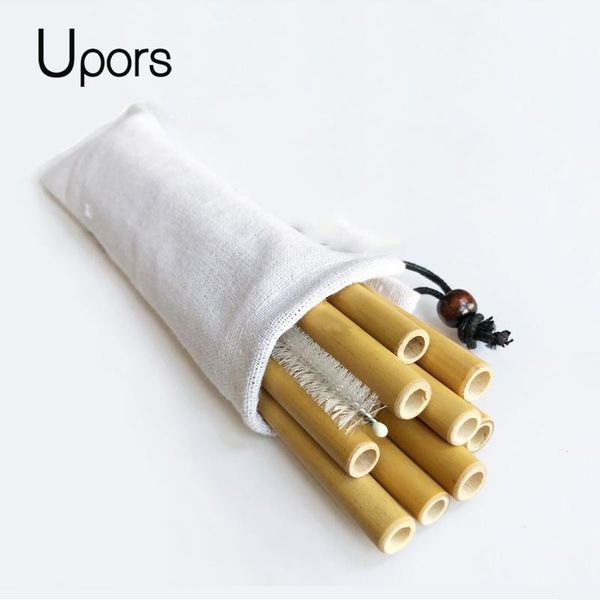 

10pcs natural organic bamboo straw set eco friendly bamboo straw reusable drinking straws with straw case brush 8inch