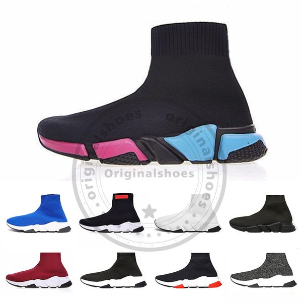 

2020 new paris speed trainer sock shoes triple black rainbow all white gym red mens womens trainers running shoes designer sneakers