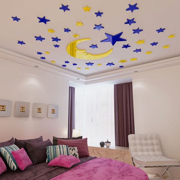 

star moon crystal acrylic 3d wall sticker children room decoration room sticker