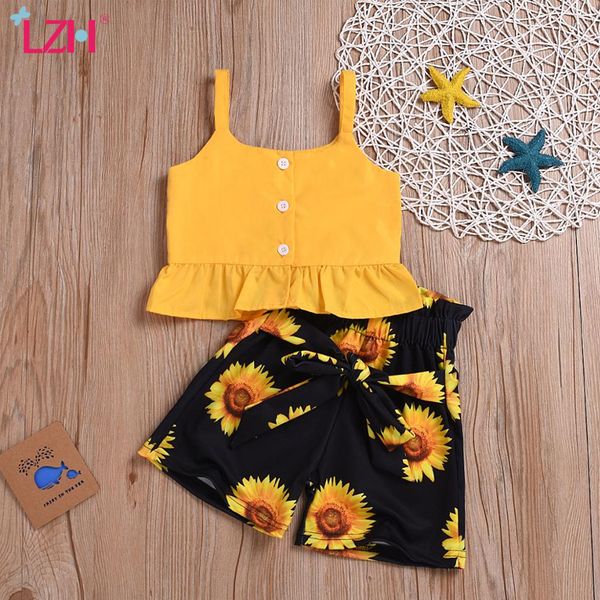 

summer baby girls clothes set fashion shorts 2pcs outfits children clothes kids clothes for girls print suit girls clothing t200707, White