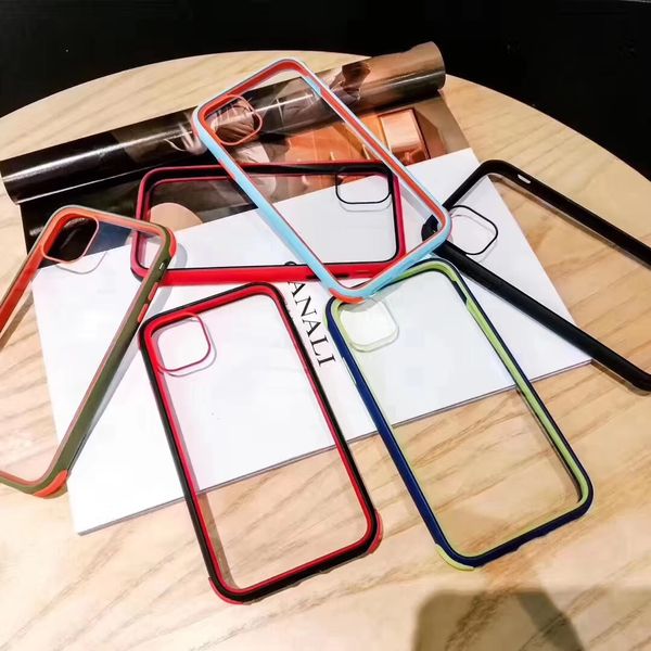 

Простой Прозрачный акриловый телефон чехол для iPhone 11 Pro Max Soft TPU + Акриловая Hard PC Back