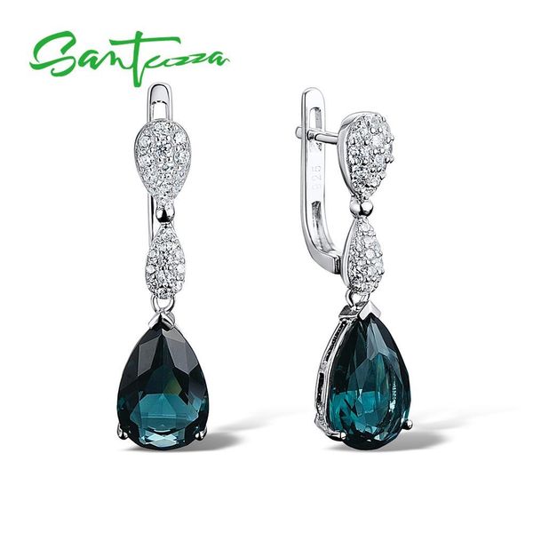 

santuzza silver drop earrings 925 sterling silver for women magic green crystal white cubic zirconia fashion jewelry cx200623, Golden