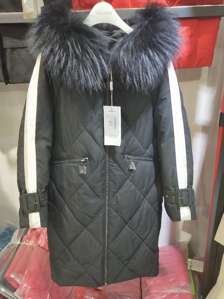 

off season down jacket women's mid-length new style large fur collar korean-style 2018 winter women's one, Black;white