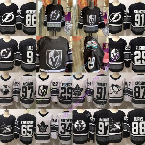 

2019 NHL All Star Jersey 97 Connor McDavid Taylor Hall Kucherov Karlsson Burns Braden Holtby Sidney Crosby Stamkos Fleury Matthews Tavares