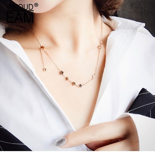 

wkoud eam women charm jewelry 2019 new pendant necklace female accessories party gift fashion star link chain choker zj078, Silver