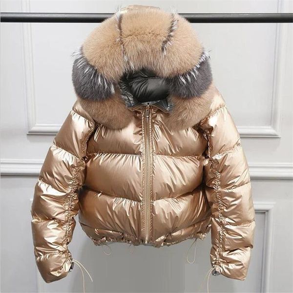 

природные мех зимняя куртка женщины золото теплый parka real fur вниз пальто женщины белая утка вниз куртки зимы пальто золота шинели, Black