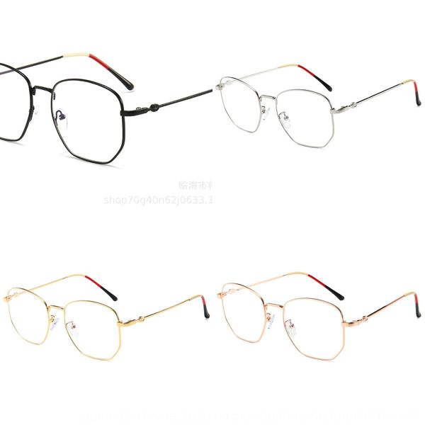

ni ni g's frame polygon metal plain glasses women's tide anti-blue light glasses frame men's, Silver