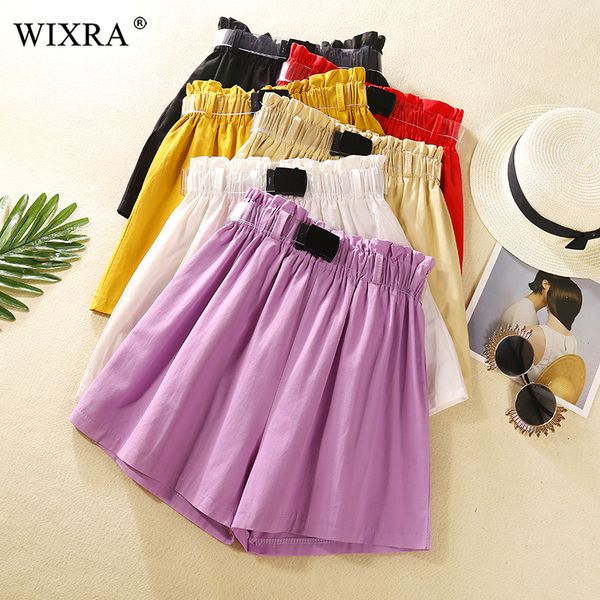 

wixra high waist loose shorts with sashes summer women casual wide leg trendy shorts for lady 2019 new hot, White;black