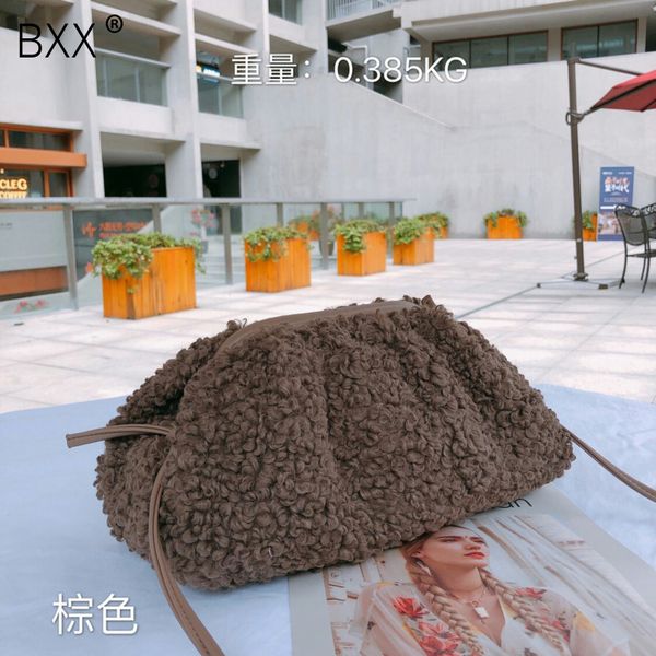 

bxx] day clutch evening party purse bag women big pillow bag leather pouch handbag 2019 winter velvet brand designer bags hj241