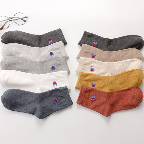 

коробка из пяти пар спортивная мода хлопок дышащий любители случайные мужчины женщины носки вышивка в трубке подарочная коробка новый p, Black