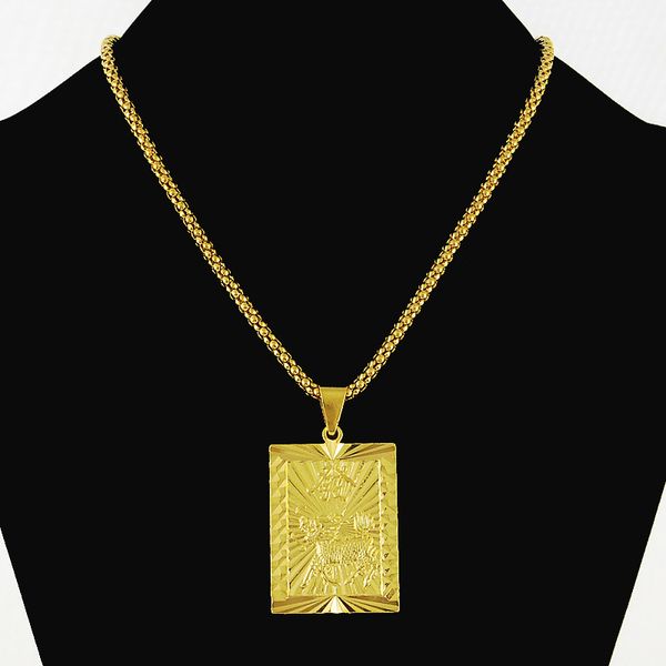 

chains men's boy's fashion hiphop jewelry 24k pure gold color square pendants necklace vintage plating necklaces popcorn chain, Silver