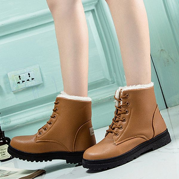 

women's boots winter snow boots ladies new warm plus velvet cotton shoes waterproo pu large size cotton shoes, Black