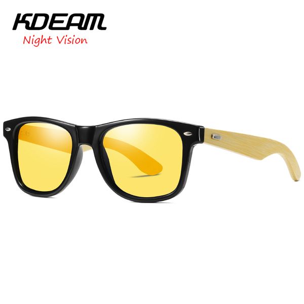 

night vision glasses kdeam polarized sunglasses men solid color uv400 protection 10 colors bamboo women eyewear kd8801, White;black