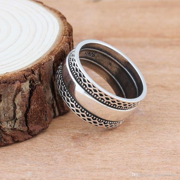 

solid 925 sterling silver rings double laces vintage wave rings for women wedding silver jewelry size 5-12