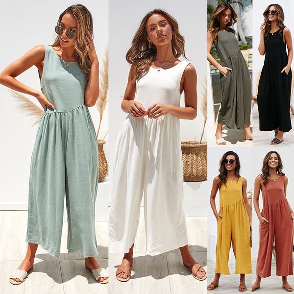 

sleeveless vest women's jumpsuits, Black;white