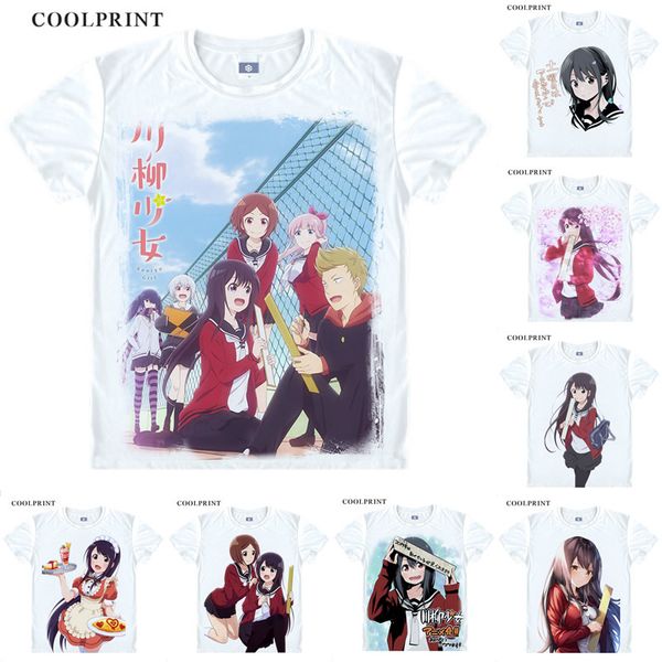 

senryu girl t shirt yukishiro nanako katagiri amane tee anime custom casual cosplay t-shirt print short sleeve tshirt, White;black