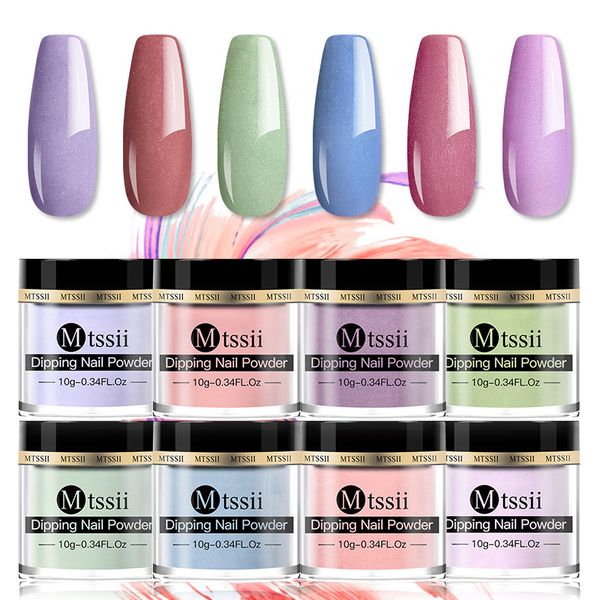 

nail glitter mtssii 10g multi colors dipping powder matte blinking color gradient dip without lamp cure art decorations, Silver;gold
