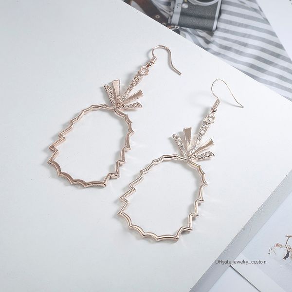 

New Hollow Pineapple Design Drop Earrings For Women Golden Color Simple Long Dangling Earrings Fashion Jewelry For Birthday Gift