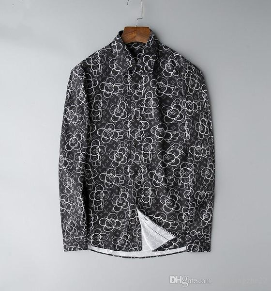 

new european size 2019 men business and leisure fashion shirts slim long sleeve shirt printing medusa crime, White;black