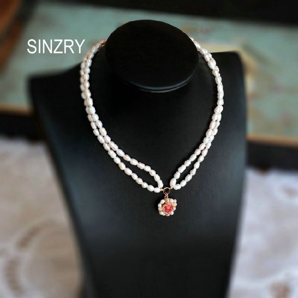 

sinzry original handmade natural freshwater pearl vintage two layer chokers necklace band for women party jewelry accessory, Silver