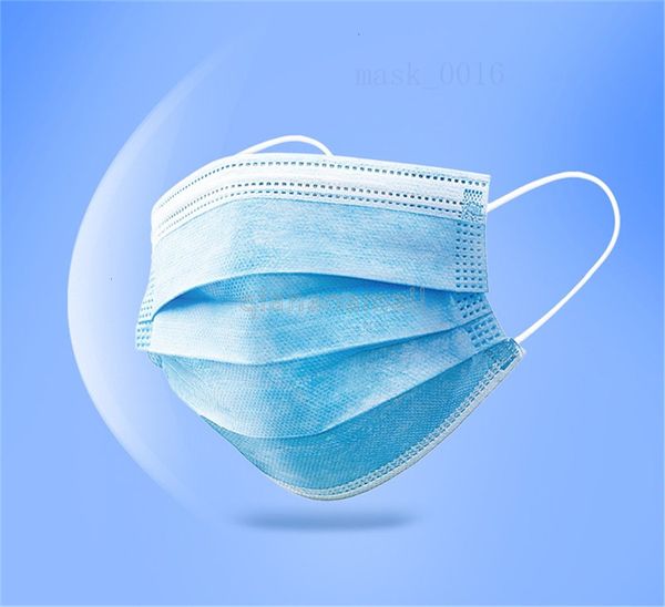 

в 50шт набор stock высокого качества синий сплетенные одноразовые лица 50pcs маска 3 слоя ушной пыли лица 50pcs маски свободная перевозка гр