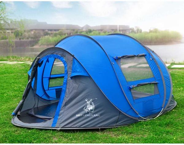 

hui lingyang throw up tent 5-6 person outdoor automatic tents double layers large family tent waterproof camping hiking