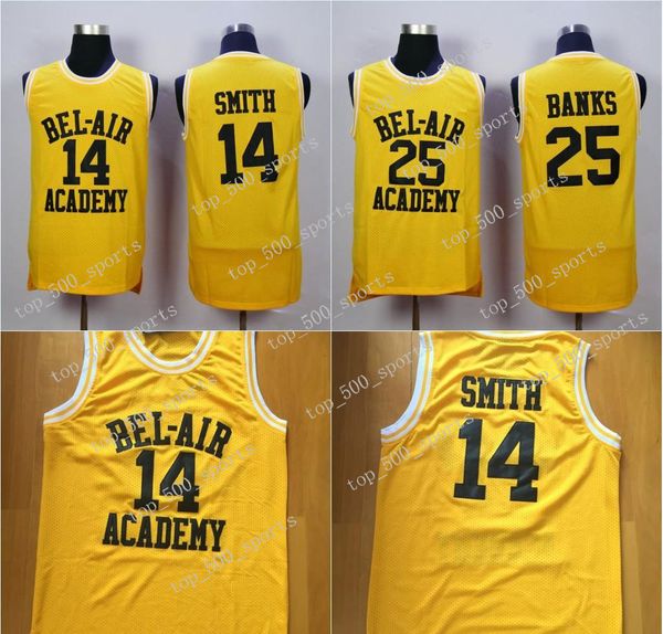 

mens #14 will smith bel-air academy jersey #25 carlton banks 100% stitched basketball jerseys yellow high quality, Black
