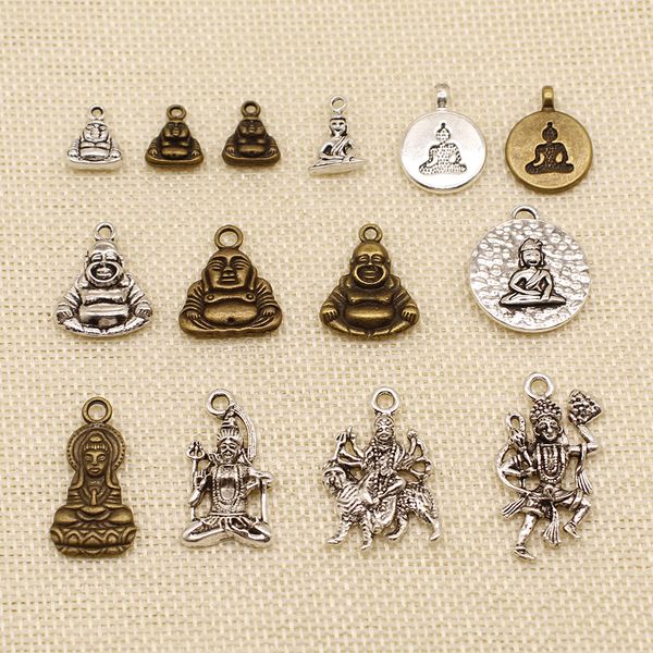 

40 pieces jewelry making supplies religious buddha hj175, Bronze;silver