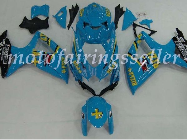 

new abs plastic fairings kit fit for suzuki gsxr600 gsxr750 gsx-r600 r750 k8 2008 2009 2010 injection mold light blue pattern