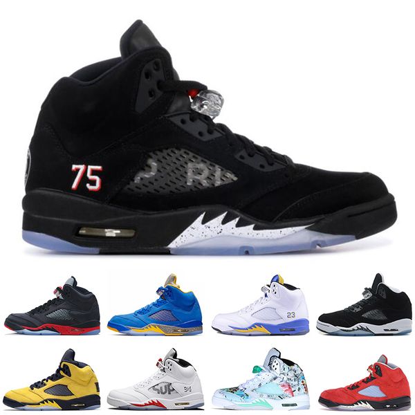 

2019 new arrival michigan 5 5s basketball shoes mens sup desert black grape laney yellow camo oreo mens designer shoes us7-13, White;red