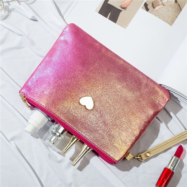 

cute mini solid color women makeup bag laser pu leather lady small travel bag cosmetic for travel girls with love