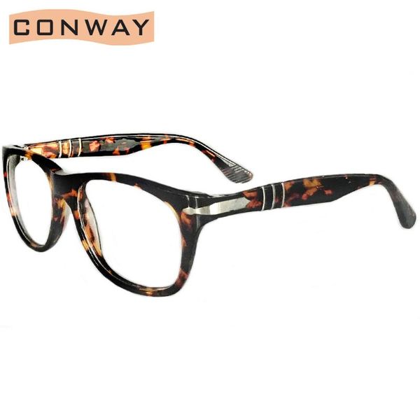 

conway personal glasses frame clear lens acetate spectacle glasses frame no prescriotion eyeglasses with spring hinge unisex, Black