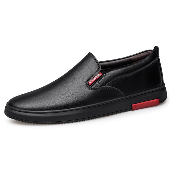 

new casual flat shoes leather outdoor walking sneaker size 36-46 men's business work shoes zapatos de hombre loafers *, Black