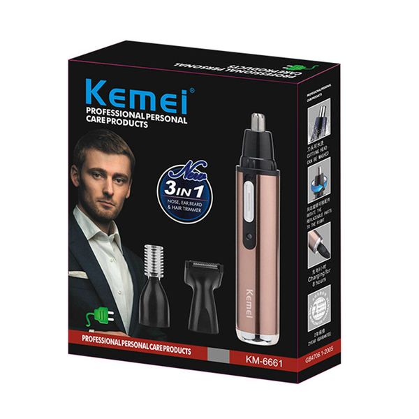 

kemei km-6661 multifunction electric nose trimmer 3 in 1 poils du nez et des oreilles removal razor xusvc