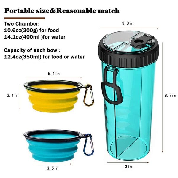 

new-dog бутылки воды для ходьбы - 2 в 1 портативный путешествия dual камерные домашние животные питьевой стаканодержателем кружки и еды конт