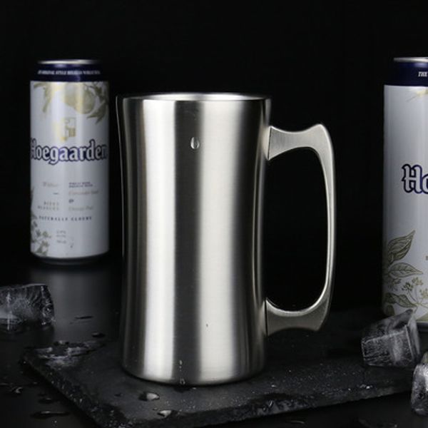 

пивная кружка из нержавеющей стали coffeee mug 420 мл 560 мл двухстенный стакан с ручкой изолированная пивная кружка большая металлическая к