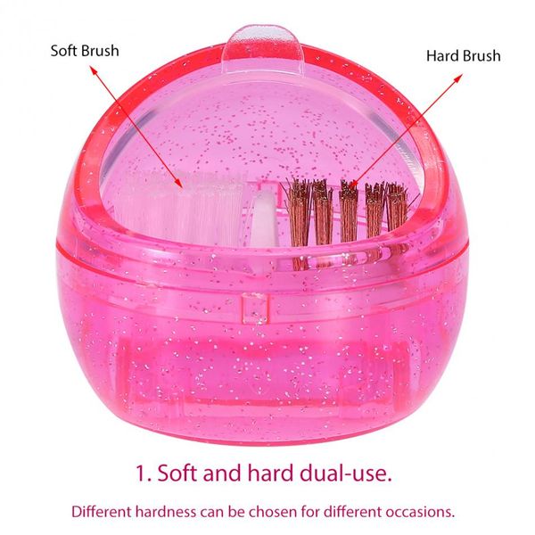 

nail art equipment professional mini drill dual clean brush bit cleanser dust cleaning case box polishing manicure tool, Silver